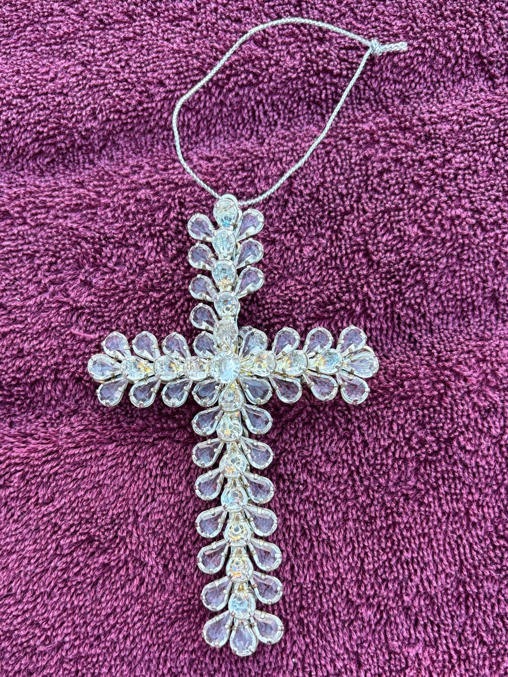 Sparkling Crystal Cross Ornament - Clear/Gold